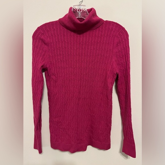 Talbots Women’s Cranberry Turtleneck Sweater, Cable Knit, Long Sleeve; Size M - Picture 1 of 7